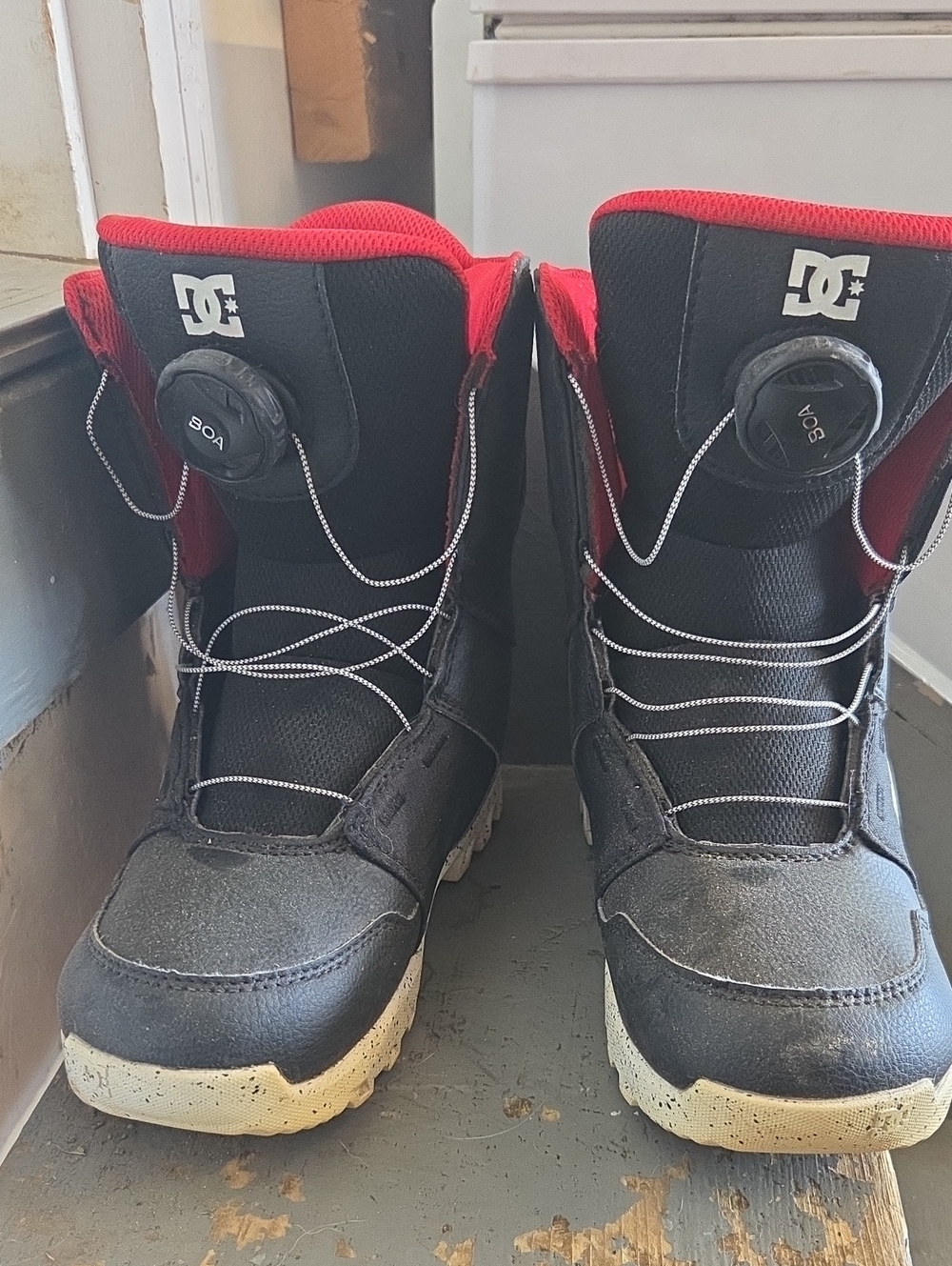 DC Kids Black and Red Snowboard Boots with BOA Dial